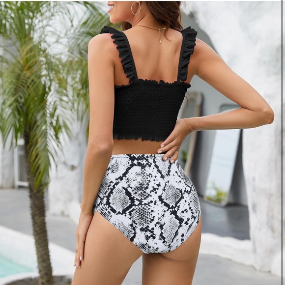 New Summer Mae Maternity High Waist Bikini Swimsuit Two Piece Ruffled Hem Sz M - Picture 5 of 6